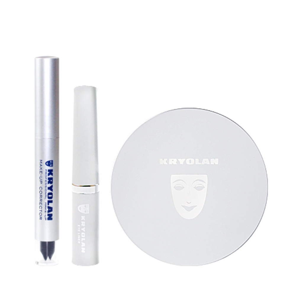 Kryolan Transparent Powder TL6 + Makeup Corrector Remover + Liquid Eyeliner Black