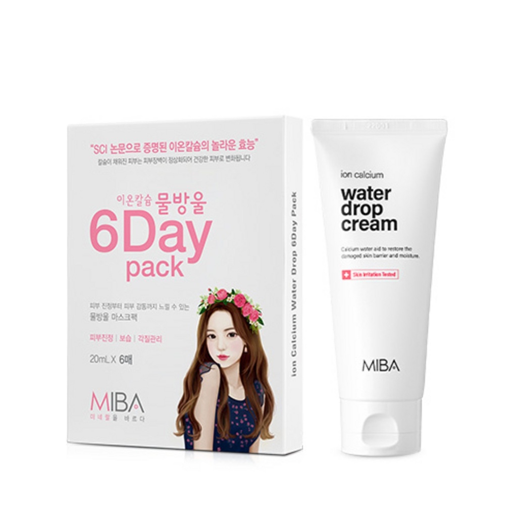 Miba Ion Calcium Water Drop Moisture Cream 100ml + Ion Calcium Water Drop 6day Mask Pack 20ml x 6p