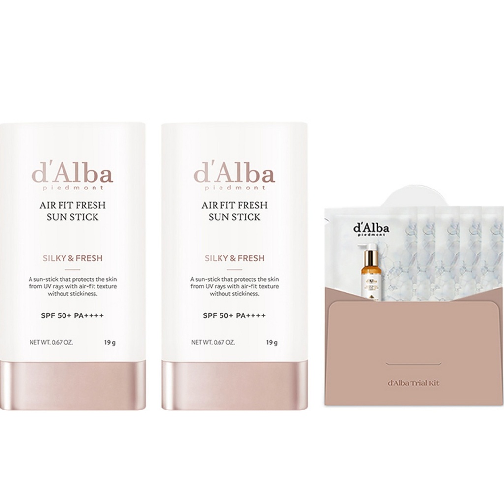 Dalba Air Fit Fresh Sun Stick SPF50+ PA++++ 19g x 2p + Serum Cleanser 15ml Set