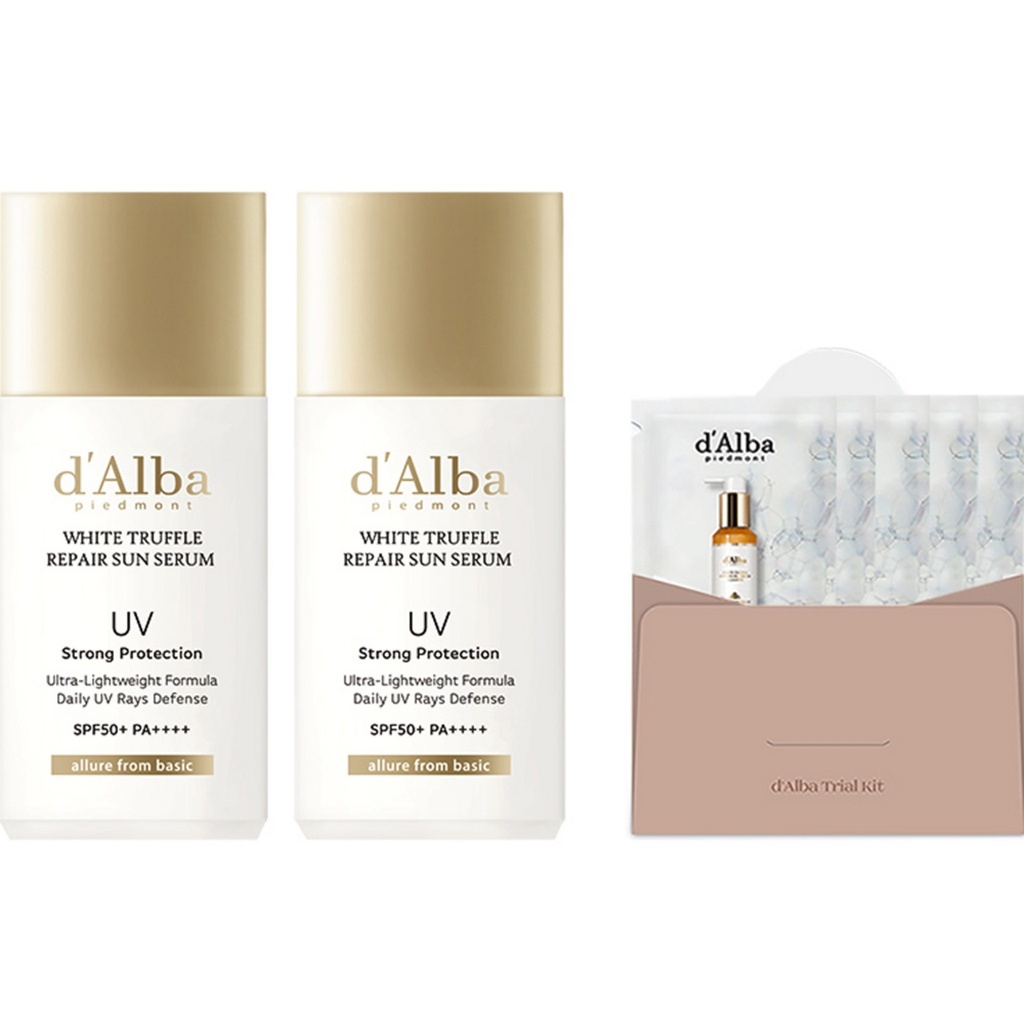 Dalba White Truffle Repair Sun Serum SPF50+ PA++++ 35ml x 2p + Serum Cleanser 15ml Set