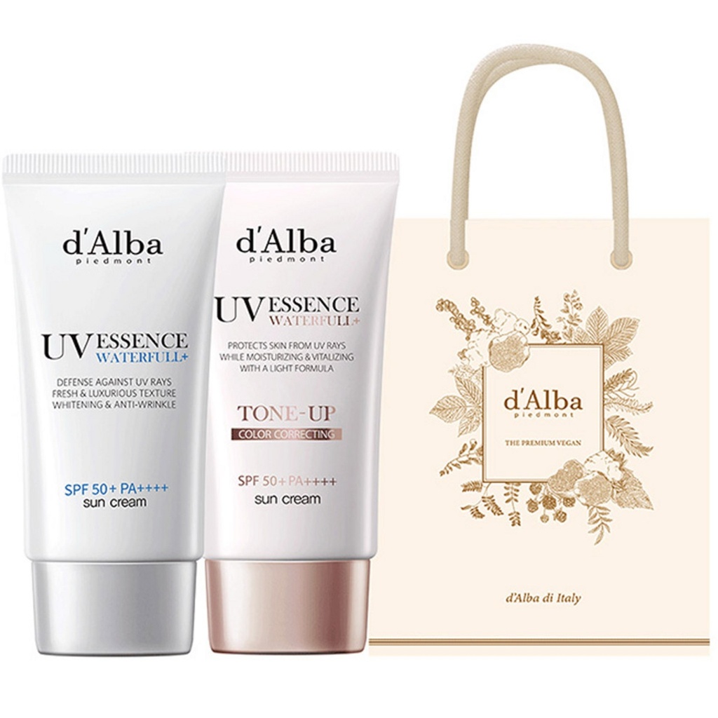 Dalba Waterfull Essence Sun Cream SPF50+ PA++++ 50ml + Waterfull Tone-up Suncream SPF50+ PA++++ 50ml + Gift Bag