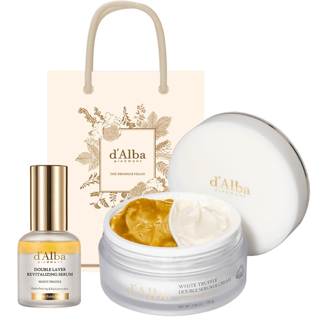 Dalba White Truffle Double Layer Revitalizing Serum 30ml + Double Serum & Cream 70g + Gift Bag