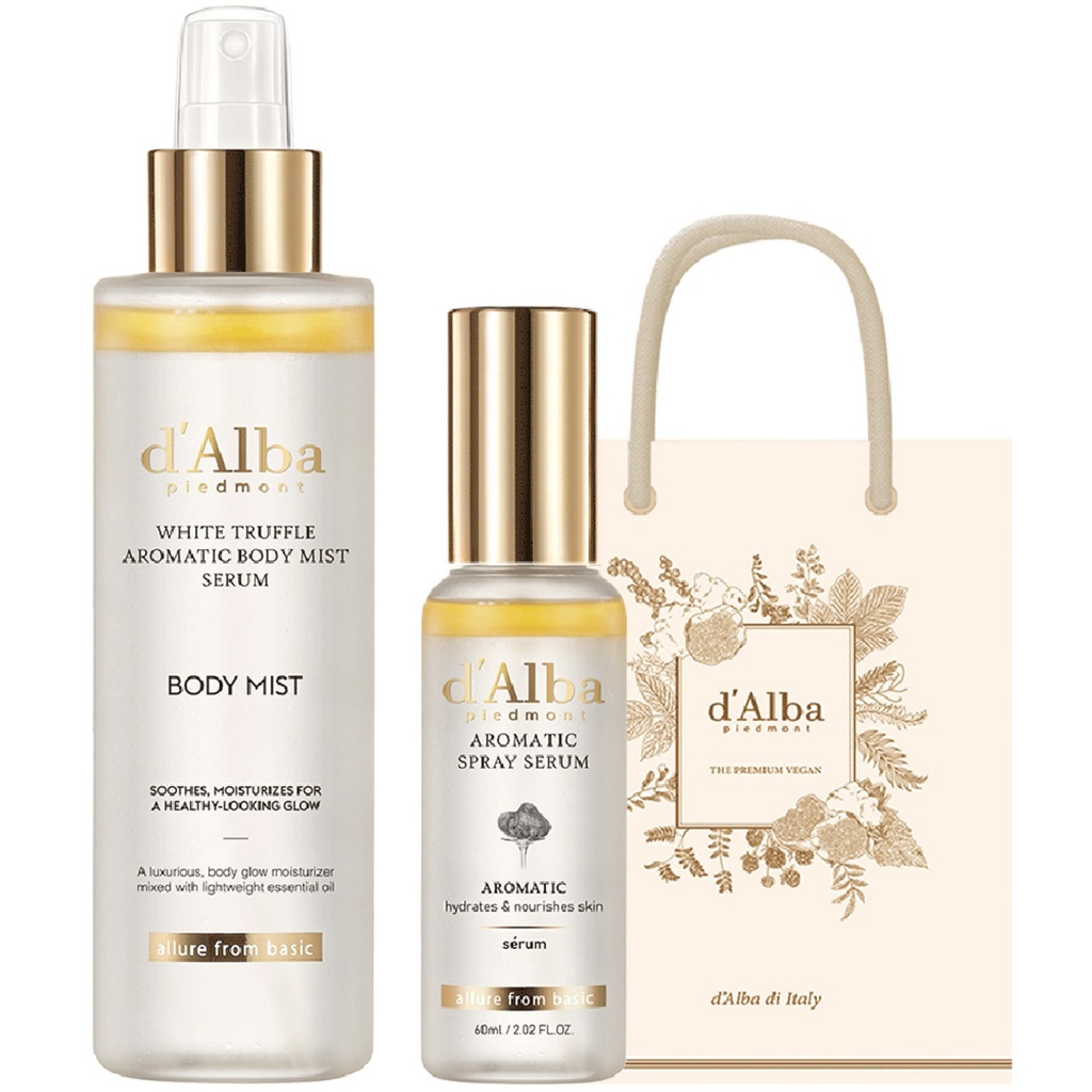 Dalba White Truffle First Aromatic Spray Serum 60ml + Aromatic Body Mist Serum 180ml + Gift Bag