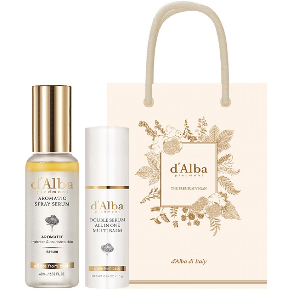 Dalba White Truffle First Aromatic Spray Serum 60ml + Double Serum All-in-One Multi Balm 10g + Gift Bag