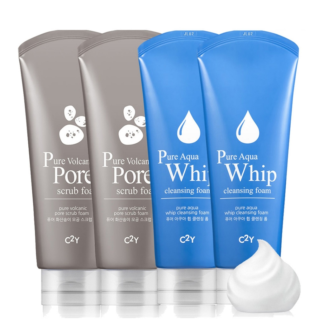 See2Y Pure Aqua Whip Foam Cleansing 220ml x 2p + Pure Volcanic Pore Scrub Foam 220ml x 2p