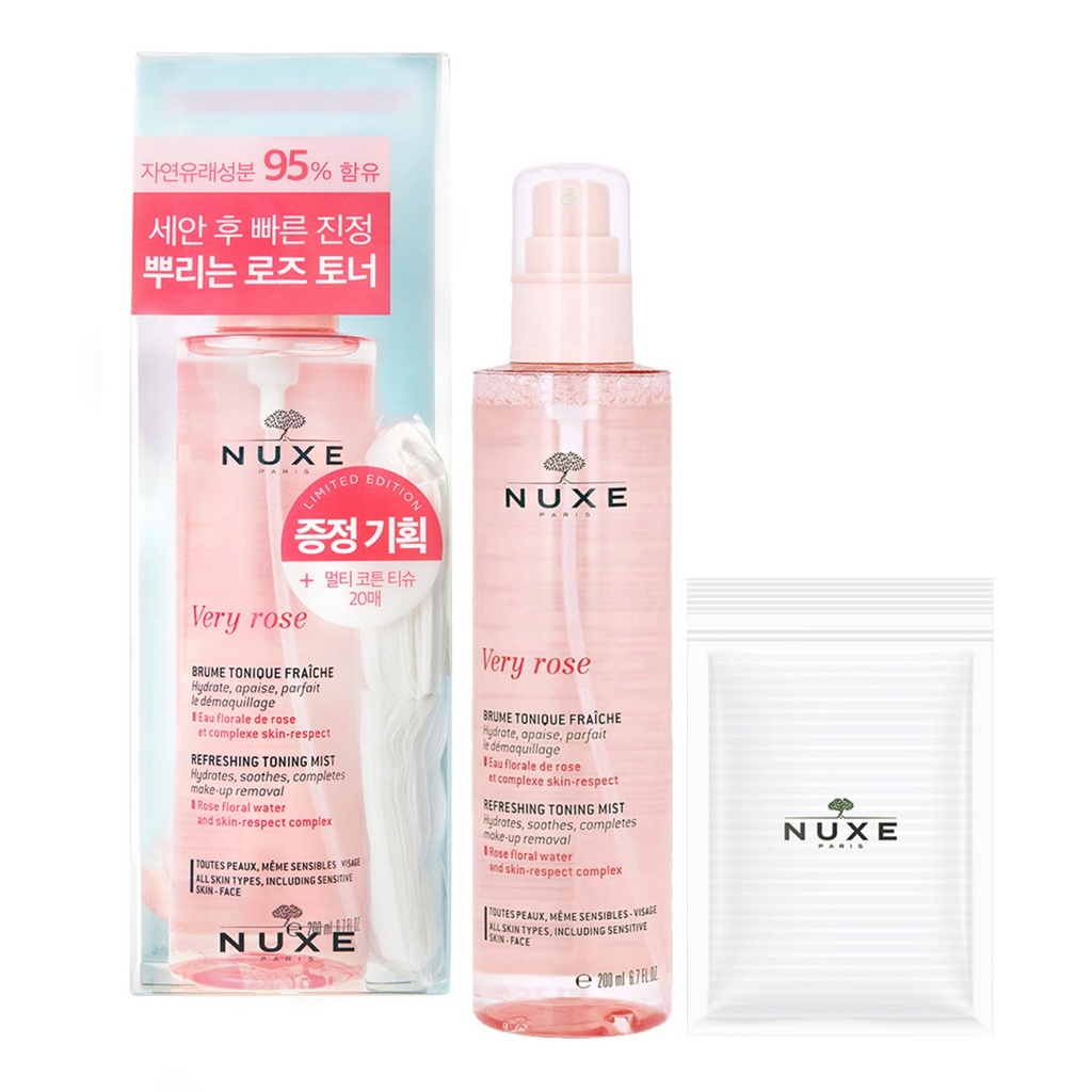 Nuxe Berry Rose Refresh Toner 200ml + Cotton Pad 20p Set