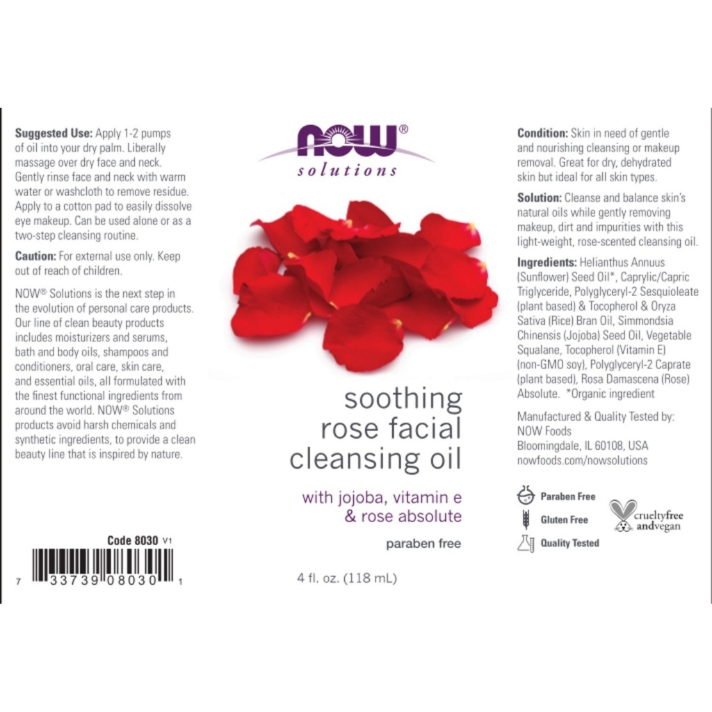 Now Foods Soothing Rose Facial Cleansing Oil