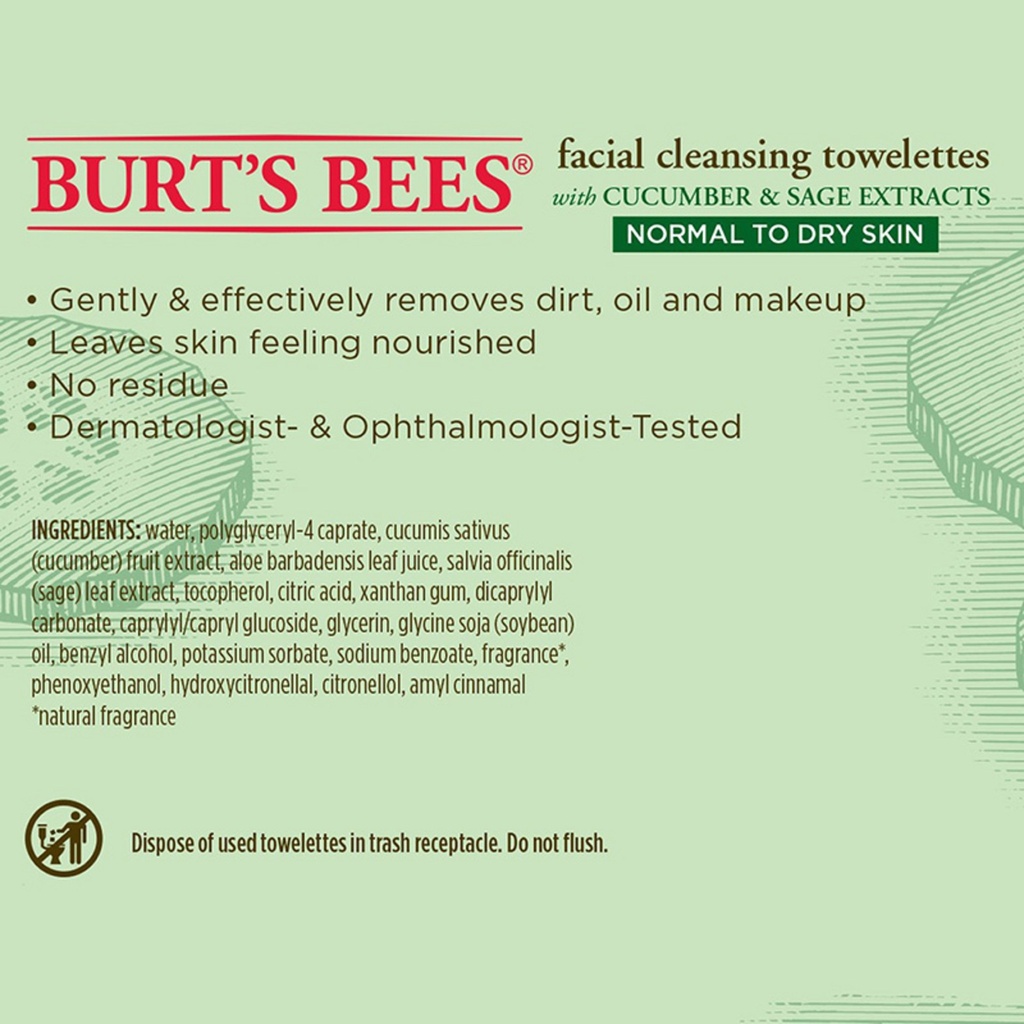 Burt's Bees Facial Cleansing Towelette 17.5 x 18.7cm