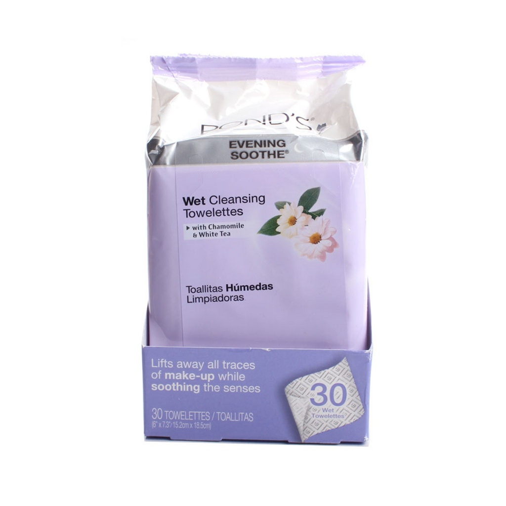 Pond's Evening Soothing Wet Cleansing Towelette Chamomile & White Tea 15.2 x 18.5cm