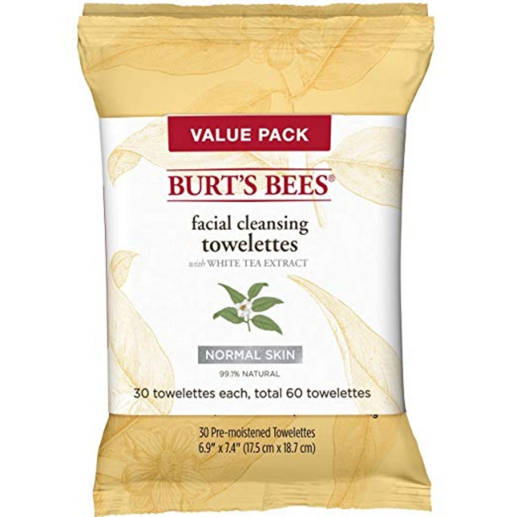 Burt's Bees Facial Cleansing Towelette White Tea Extract 17.5 x 18.7cm