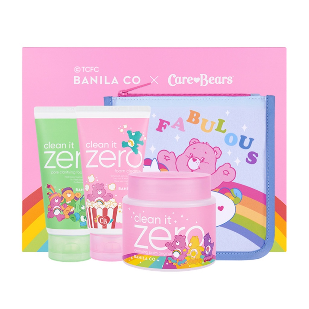 Banila co Clean It Zero Balm 180ml + Foam 150ml x 2 types + Blue Pouch Bear Care Edition