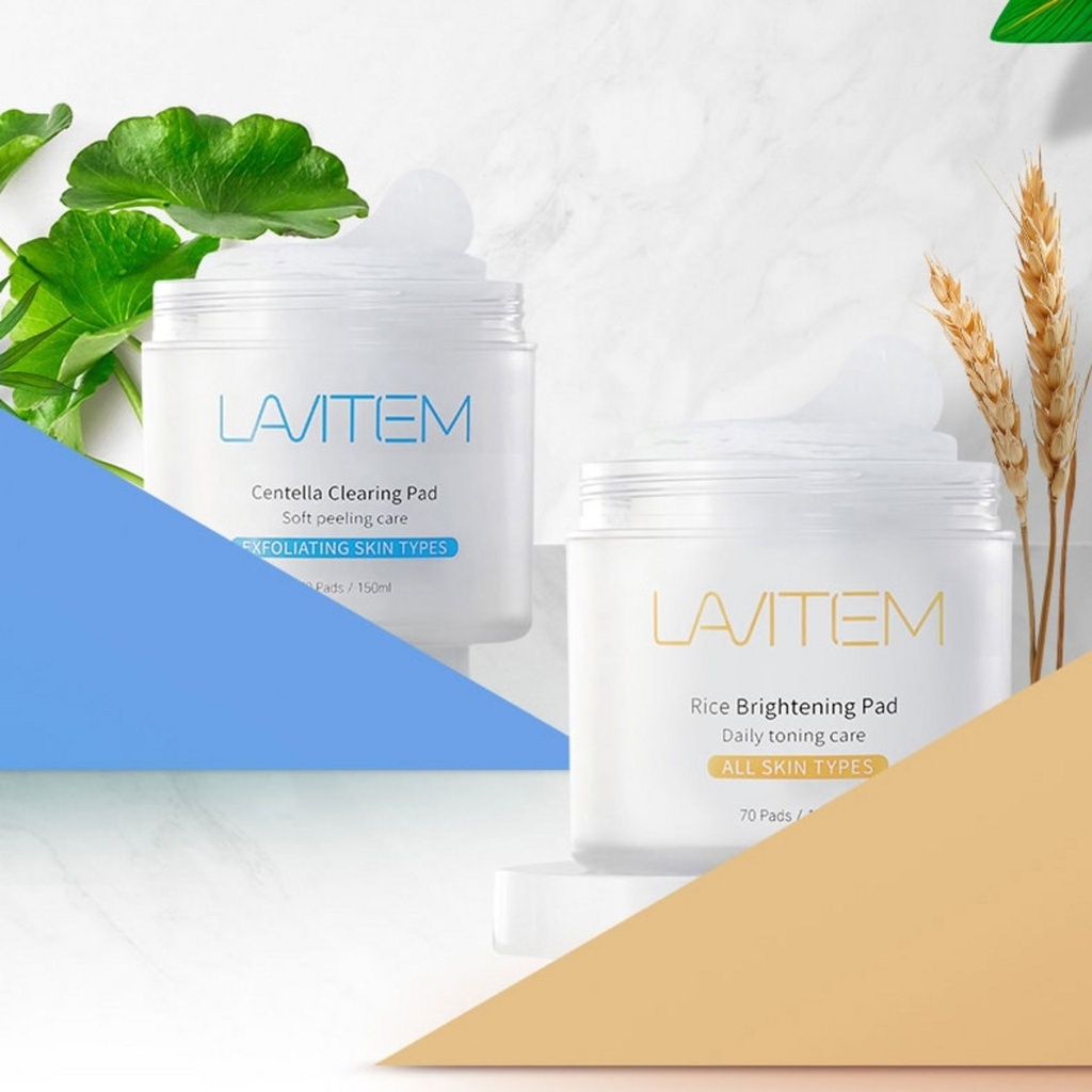 Labitem Rice Brightening Pad 70 sheets 150ml + Centella Clearing Pad 70 sheets 150ml