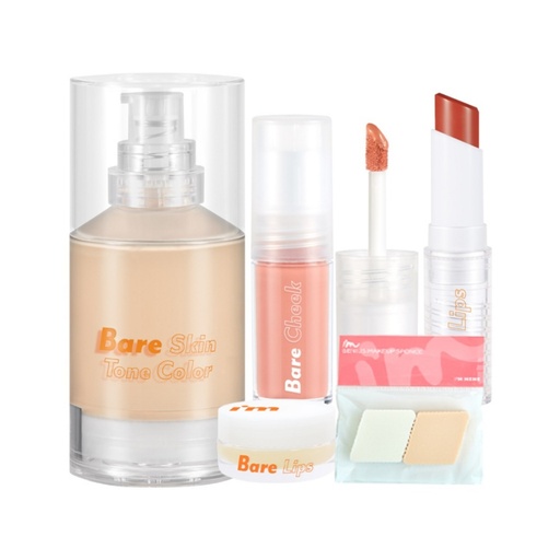 [SKU_2KDH3C1_43V765H] I'M MEME Kuanku Bareline Makeup Warm Tone 4pcs Set + Sponge 2p