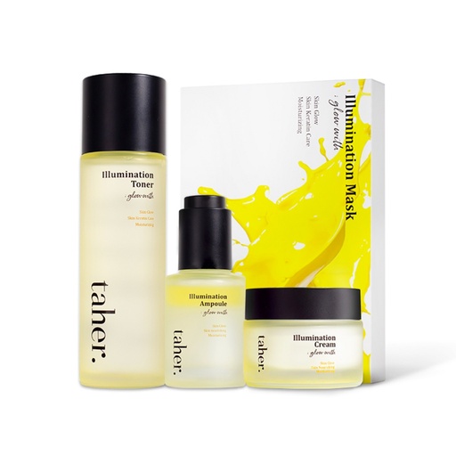 [SKU_32LLTIG_73EMITK] Taher Illumination Glow With Skin Care Toner + Ampoule + Cream + Mask Pack 5p Set