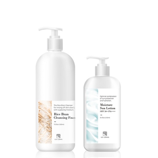 [SKU_2R4QBA7_4Z4KWD5] Earthroha Moisture Sun Lotion SPF50+ PA+++ 250ml + Rice Bran Cleansing Foam 500ml Set