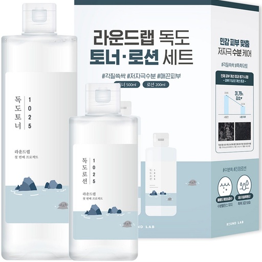 [SKU_2BROYHB_357UNGR] Round Lab Dokdo Toner 500ml + Lotion 200ml Set