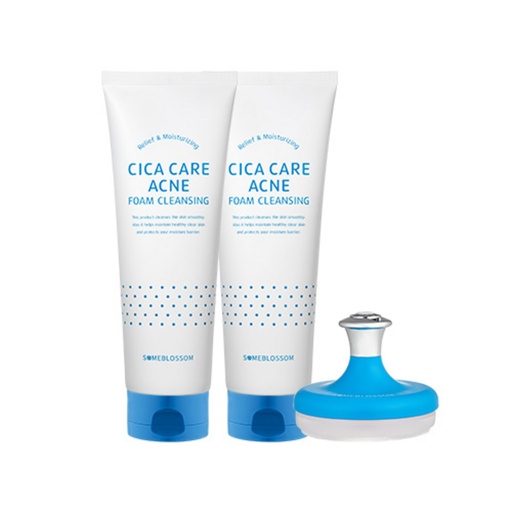 [SKU_2S7Q8AZ_5469NWM] Some Blossom Cica Care Acne Foam Cleansing 250ml x 2p + Brush Set