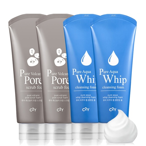[SKU_2S56A16_53SHWK0] See2Y Pure Aqua Whip Foam Cleansing 220ml x 2p + Pure Volcanic Pore Scrub Foam 220ml x 2p