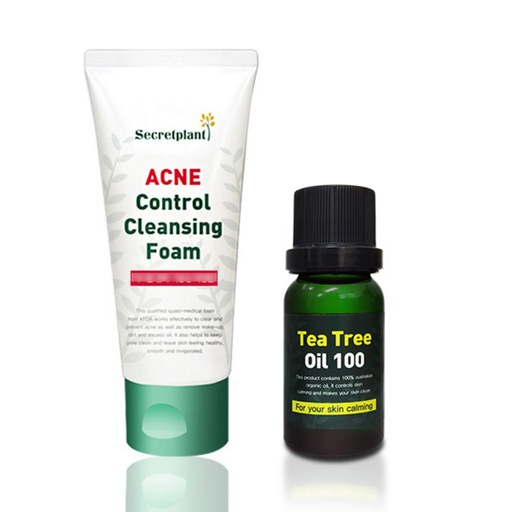 [SKU_HSBVG_1VZ1KW] Secret Plant Acne Control Cleansing Foam 120ml + Tea Tree Oil 100 10ml Set