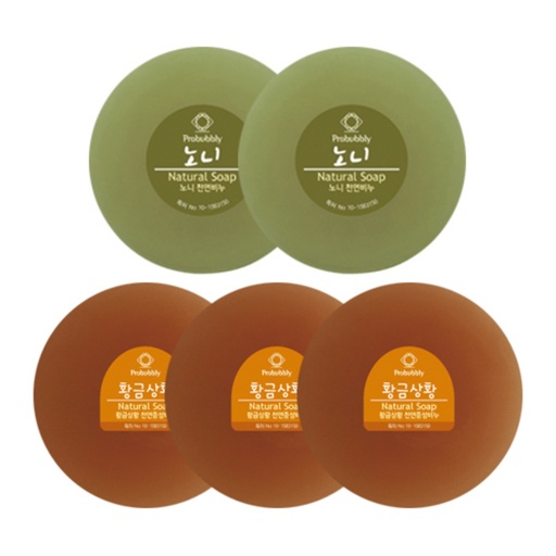 [SKU_3EB856_A0ACUT] Probubbly Neutral Soap Noni 110g x 2p + Sanghwang Mushroom 110g x 3p Set