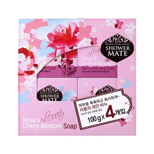 [SKU_1C2XS_213O] Shower Mate Lovely Rose & Cherry Blossom Face Washing Soap