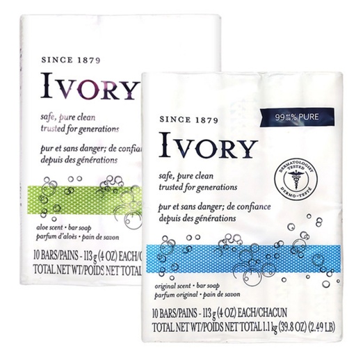 [SKU_2LKP2DS_49GK0TO] Ivory Clean Face Soap Original 113g x 10p + Aloe 113g x 10p