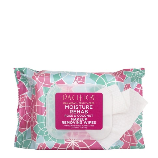 [SKU_2GZLR5J_3O5W2AY] Pacifica Moisture Rehab Makeup Removing Wipes Rose & Coconut Vegan 17.8 x 17.8cm