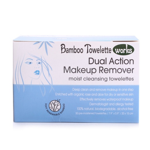 [SKU_11EJUJM_6JD37] Bamboo Towel Works Dual Action Makeup Remover Moist Cleansing Towelette 20 x 15cm