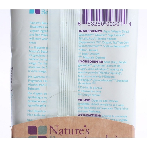 [SKU_AS5M_VUD5] Nature's Beauty Works Wet Cleansing & Makeup Remover Towelette Oily Skin