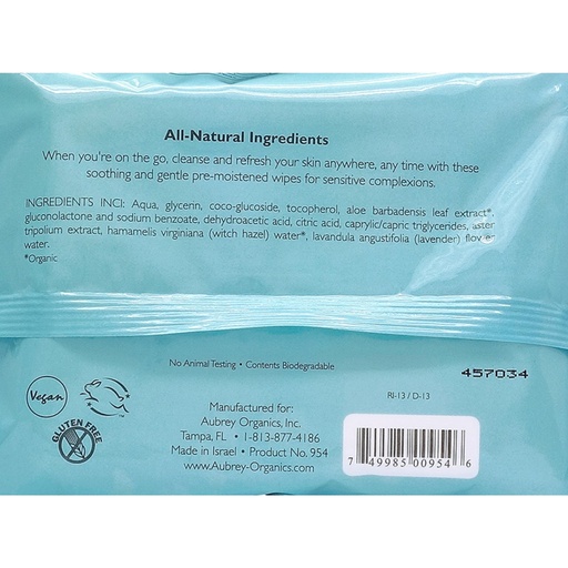 [SKU_1ZJR0_96WU] Aubrey Organics Calming Skin Therapy Cleansing Wipes