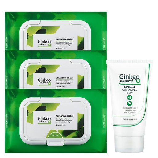 [SKU_2FSNEOJ_3J3FUI3] Ginkgo All New Cleansing Tissue 50 sheets x 3p + Cleansing Foam 40ml